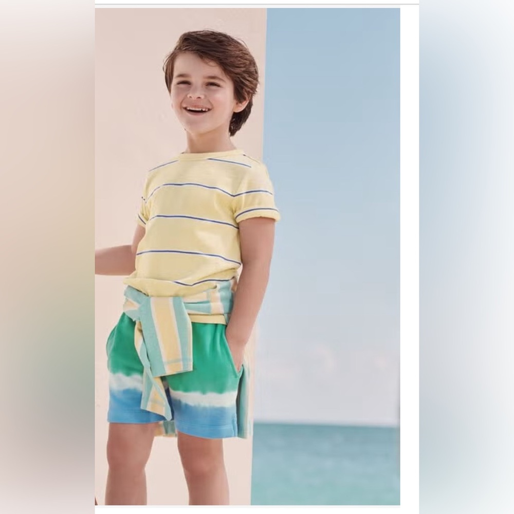 Organic cotton Hanna Anderson Minty Green Vintage Blue Tie Dye shorts